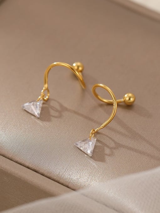 ES2521 [Triangle Gold] 925 Sterling Silver Cubic Zirconia Star Minimalist Stud Earring